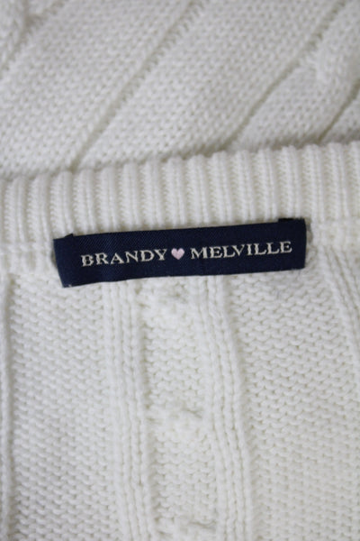 Brandy Melville Womens Pullover Sweater V-Neck Long Sleeve White Size One Size