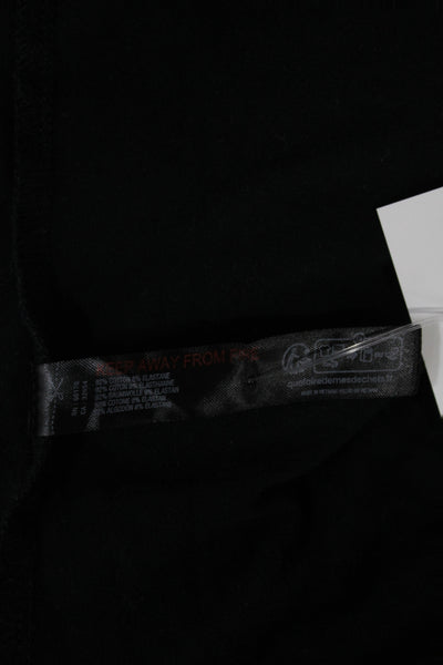Out From Under Women Jersey T-Shirt Black V-Neck Long Sleeve Cotton Size S