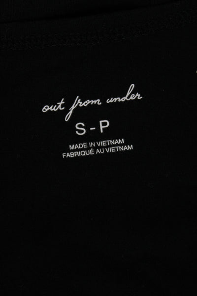 Out From Under Women Jersey T-Shirt Black V-Neck Long Sleeve Cotton Size S