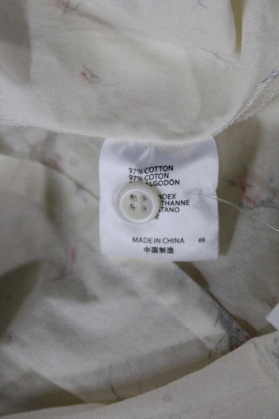 Brandy Melville Women Ivory Floral Button Short Sleeve Blouse Size One Size