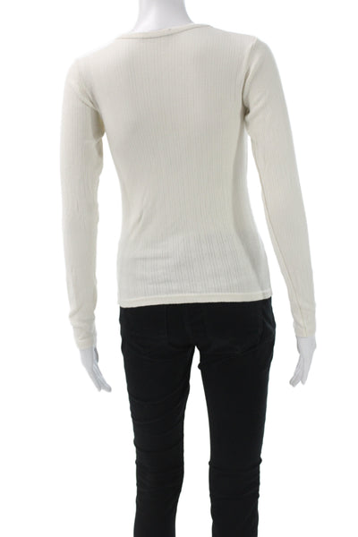 Brandy Melville Unisex Baby Basic Top Ivory Long Sleeve Cotton Size One Size