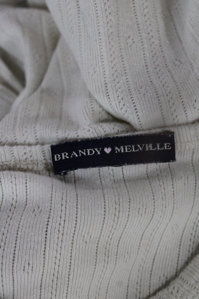 Brandy Melville Unisex Baby Basic Top Ivory Long Sleeve Cotton Size One Size