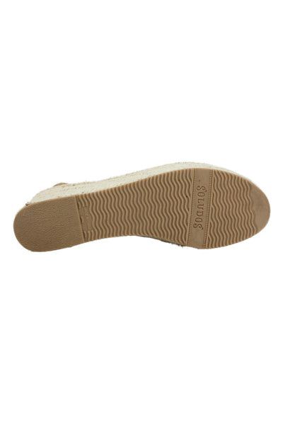 Soludos Womens Suede Espadrille Ankle Buckled Platform Sandals Brown Size 8.5