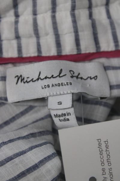 Michael Stars Women Basic Blue Striped Collared Button-Up 3/4 Sleeve Size XS