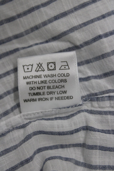 Michael Stars Women Basic Blue Striped Collared Button-Up 3/4 Sleeve Size XS