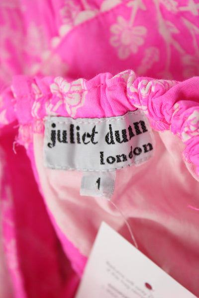 Juliet Dunn Women Dress Pink Floral Halter Tie Midi Cotton Sleeveless Size 1