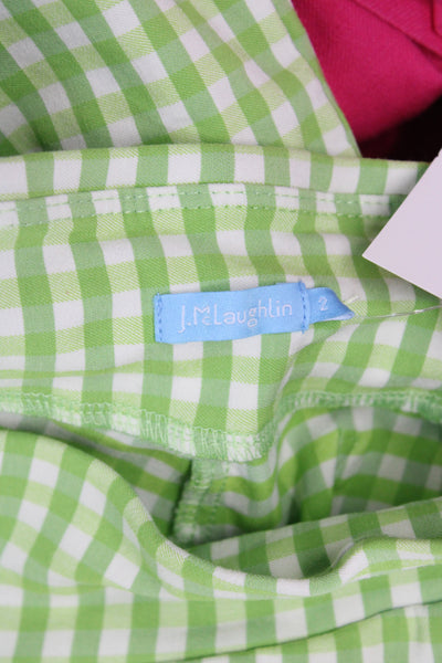 J. Mclaughlin Women Cropped Gingham Pants Green Rayon Pull On Size 2