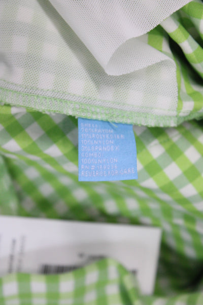 J. Mclaughlin Women Cropped Gingham Pants Green Rayon Pull On Size 2