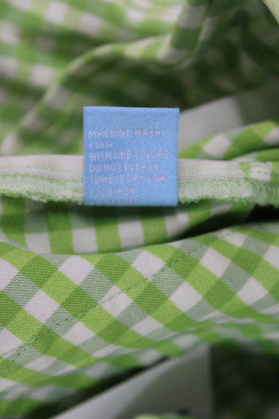 J. Mclaughlin Women Cropped Gingham Pants Green Rayon Pull On Size 2