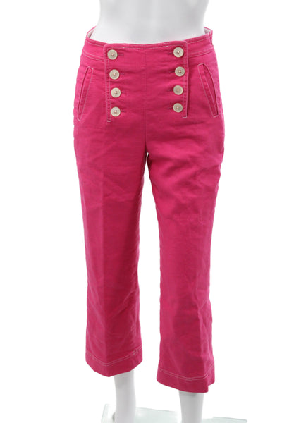 J Crew Womens Cropped Pink Cotton Pants Zip Size 0
