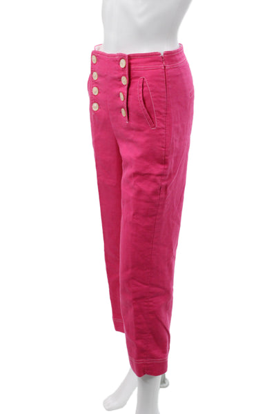 J Crew Womens Cropped Pink Cotton Pants Zip Size 0
