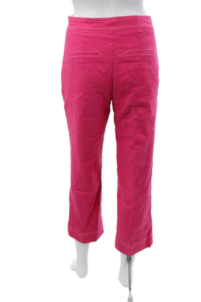 J Crew Womens Cropped Pink Cotton Pants Zip Size 0