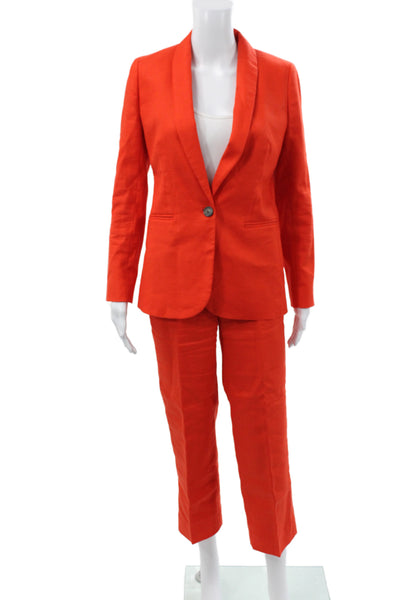 J Crew Womens Collared Buttoned Long Sleeve Suit Set Orange Size 0