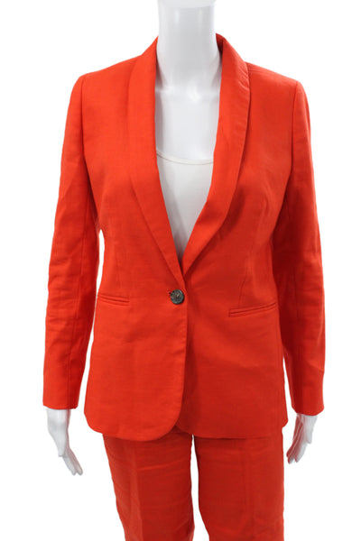 J Crew Womens Collared Buttoned Long Sleeve Suit Set Orange Size 0