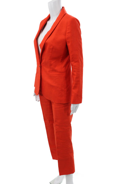 J Crew Womens Collared Buttoned Long Sleeve Suit Set Orange Size 0
