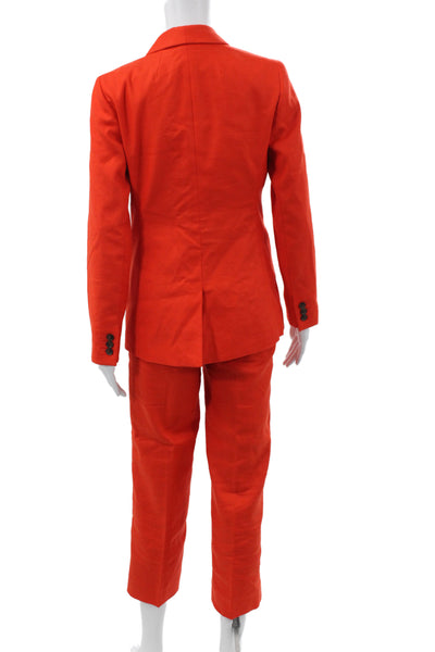 J Crew Womens Collared Buttoned Long Sleeve Suit Set Orange Size 0