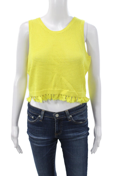 Pinko Women Cropped Yellow Tank Sleeveless Viscose Round Neck Summer Size L
