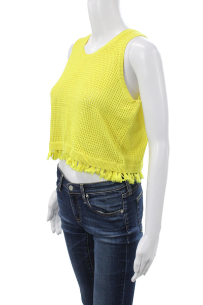 Pinko Women Cropped Yellow Tank Sleeveless Viscose Round Neck Summer Size L