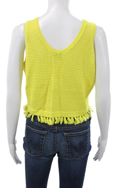 Pinko Women Cropped Yellow Tank Sleeveless Viscose Round Neck Summer Size L