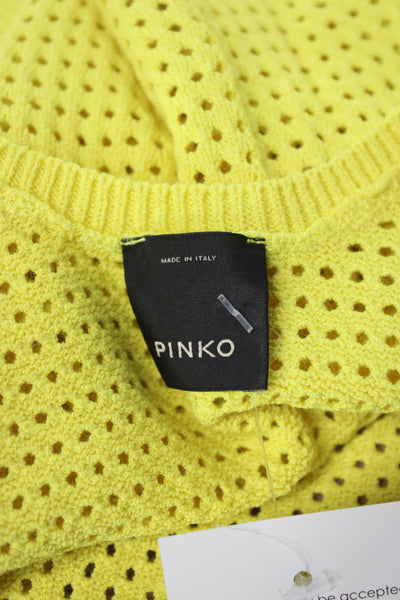 Pinko Women Cropped Yellow Tank Sleeveless Viscose Round Neck Summer Size L