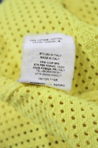 Pinko Women Cropped Yellow Tank Sleeveless Viscose Round Neck Summer Size L