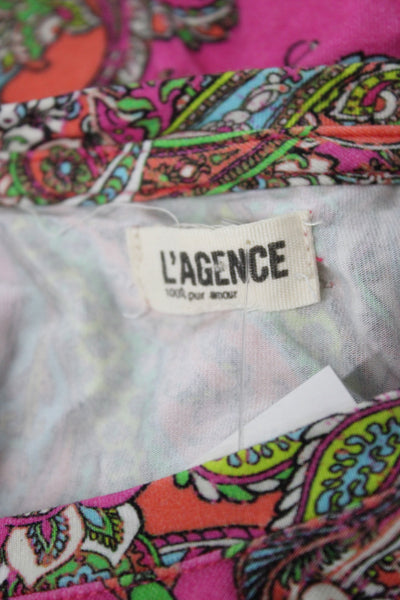 L Agence Women Jersey T-Shirt Multicolor Paisley Short Sleeve Size L