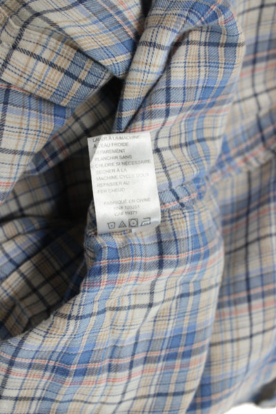 Birds of Paradis Womens Plaid Cotton Collared Button-Up Long Sleeve Top Size M
