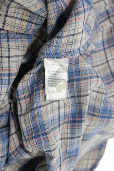 Birds of Paradis Womens Plaid Cotton Collared Button-Up Long Sleeve Top Size M