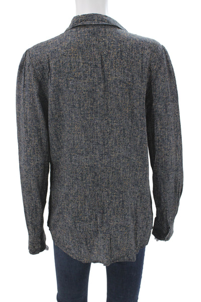 Theory Womens Silk Polka Dot Collared Button Long Sleeve Blouse Size L