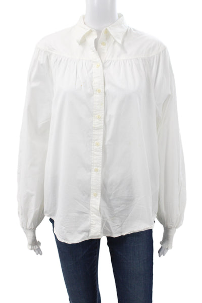 Lauren Ralph Lauren Women White Cotton Button-Up Long Sleeve Size S