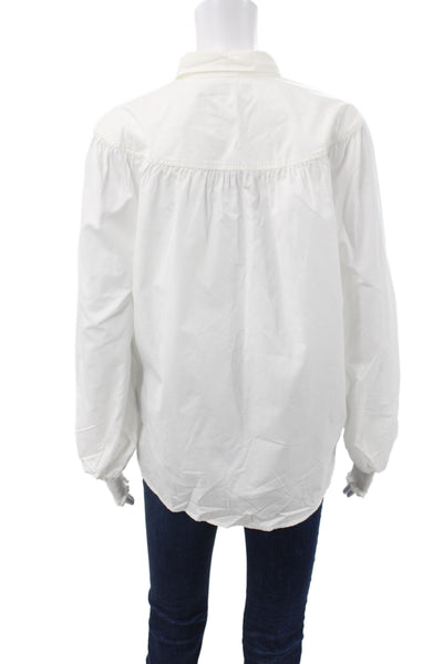 Lauren Ralph Lauren Women White Cotton Button-Up Long Sleeve Size S