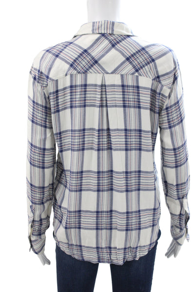 Rails Women Basic Plaid Collared Button-Up Rayon Long Sleeve Top Size M