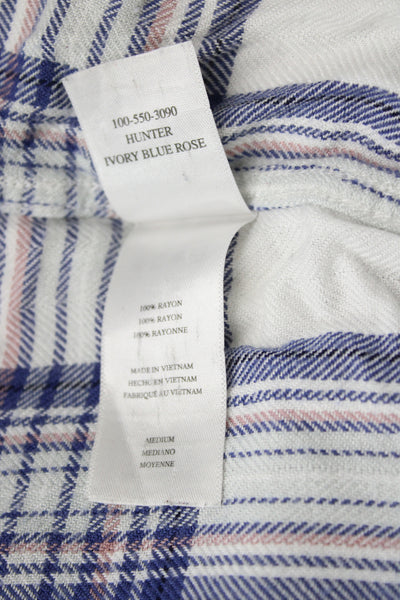 Rails Women Basic Plaid Collared Button-Up Rayon Long Sleeve Top Size M