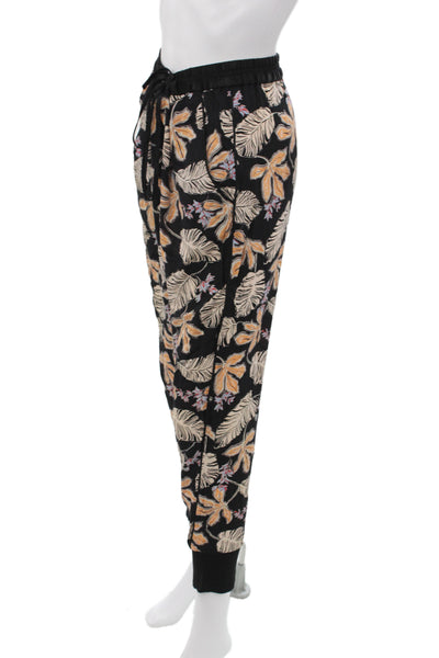 3.1 Phillip Lim Womens Silk Floral Tropical Jogger Pants Black Size 4
