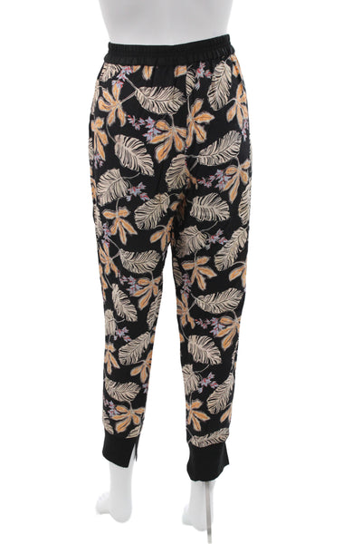 3.1 Phillip Lim Womens Silk Floral Tropical Jogger Pants Black Size 4