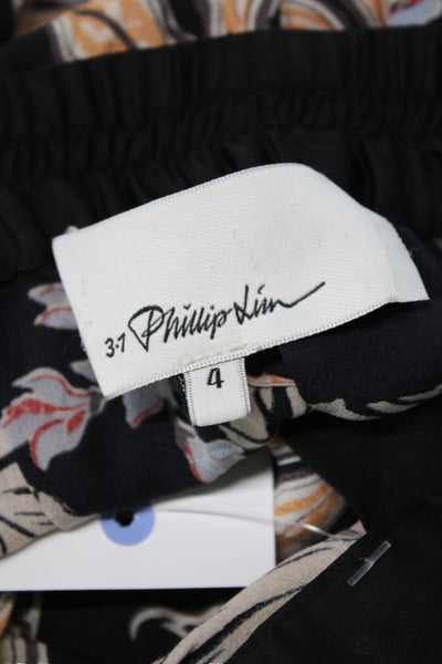 3.1 Phillip Lim Womens Silk Floral Tropical Jogger Pants Black Size 4