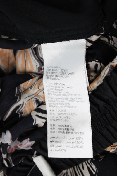 3.1 Phillip Lim Womens Silk Floral Tropical Jogger Pants Black Size 4