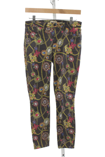 L Agence Womens High Rise Skinny Jeans Multicolor Geometric Cotton Size 26