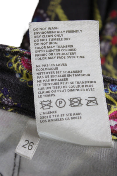 L Agence Womens High Rise Skinny Jeans Multicolor Geometric Cotton Size 26