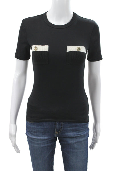Zara Womens Basic T-Shirt Black Crew Neck Short Sleeve 52% Polyester Size S