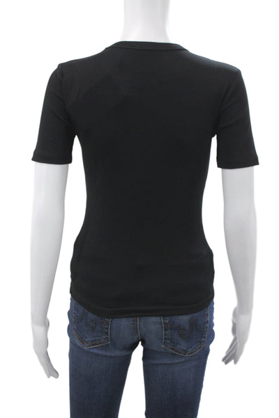 Zara Womens Basic T-Shirt Black Crew Neck Short Sleeve 52% Polyester Size S