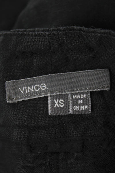 Vince Womens Utility Linen Shorts Black Button Size XS