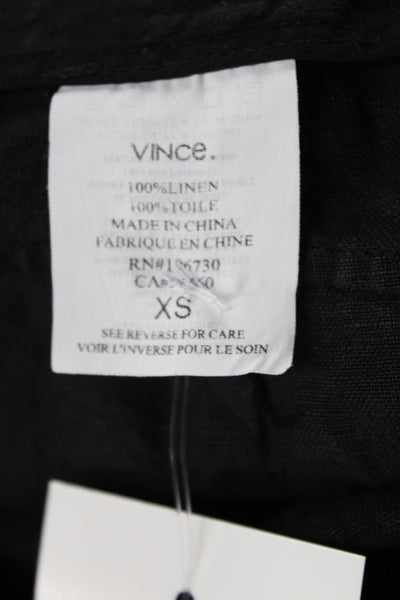Vince Womens Utility Linen Shorts Black Button Size XS