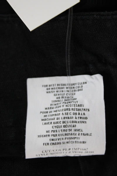 Vince Womens Utility Linen Shorts Black Button Size XS
