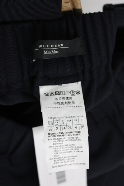 Weekend Max Mara Womens Dress Pants Black Pull On 54% Polyester Size 2