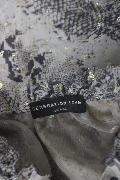 Generation Love Womens Tunic Beige High Neck Sleeveless Animal Print Tie Size S
