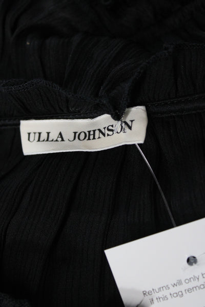 Ulla Johnson Women Black Silk V-Neck Long Sleeve Mini Dress Size 8