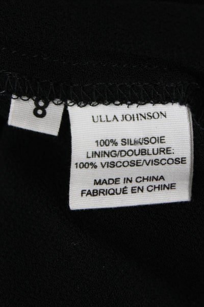 Ulla Johnson Women Black Silk V-Neck Long Sleeve Mini Dress Size 8
