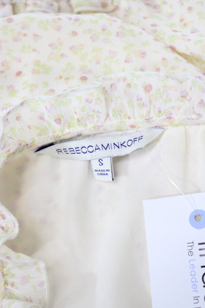 Rebecca Minkoff Women Mini Dress Ivory Floral Long Sleeve Size S