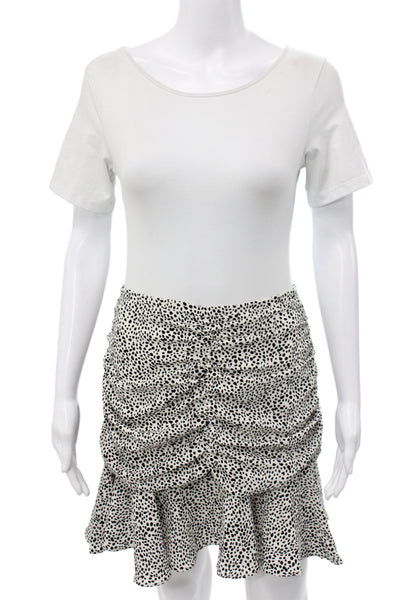 Lucy Paris Women Mini Skirt Black Animal Print Polyester Zip Short Size S